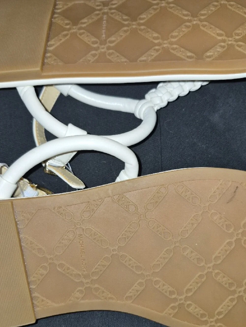 Michael Kors White Braided T-Strap Sandals Brand New! Never Worn!